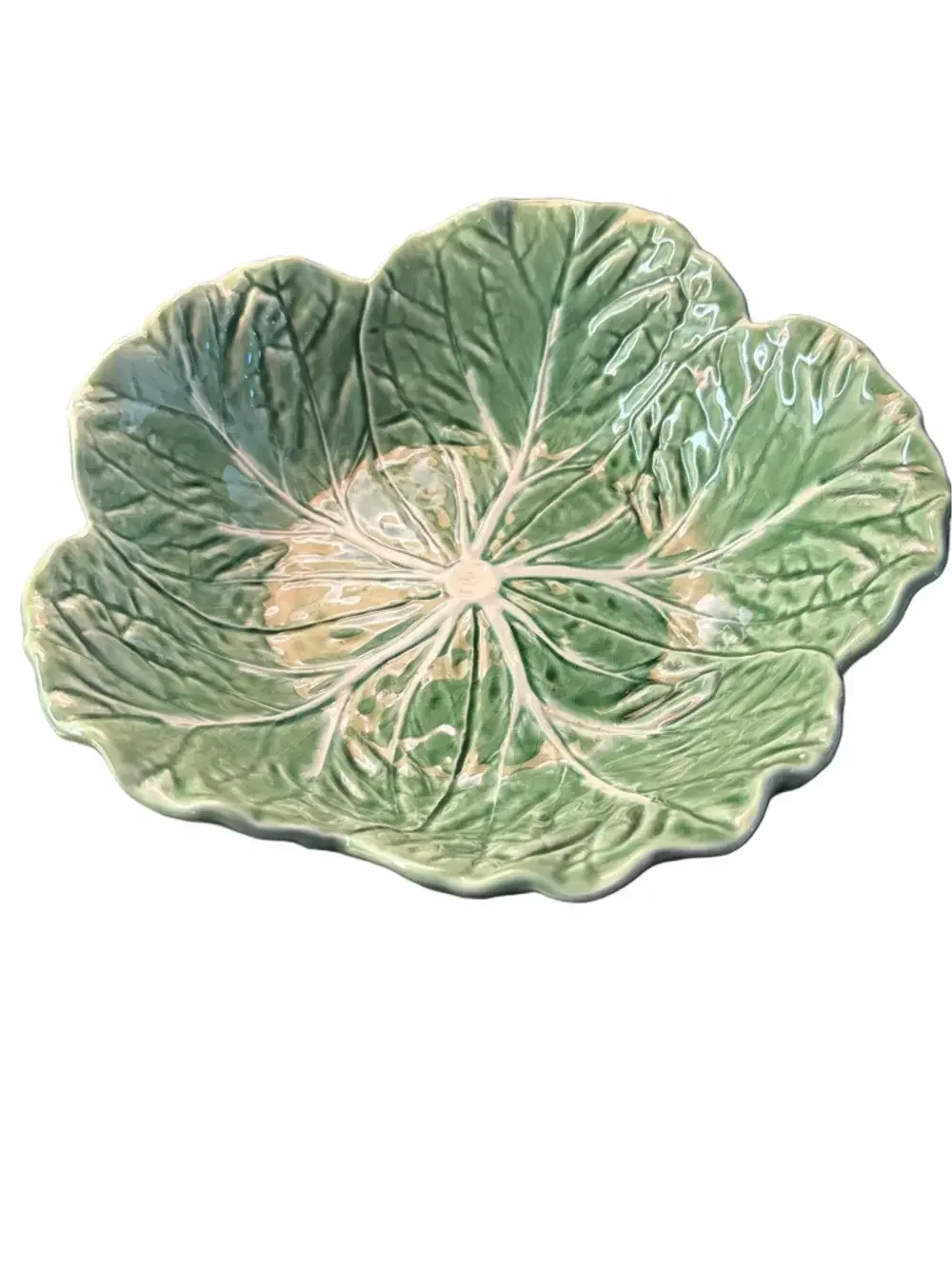 Bordallo Pinheiro cabbageware 11” serving bowl , signed, vintage.